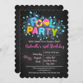 女の子がBashプー来ルパーティーに飛び散る 招待状 (正面/裏面)