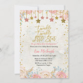 女の子きらびやかな小さな星の赤ちゃんシャワー 招待状 (正面)