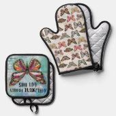 女の子この蝶得は全く 鍋つかみ&鍋敷きセット (正面/裏面)