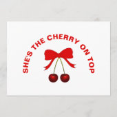 女の子さくらんぼ上ベビシャワーレッドコケットボウ アドバイスカード (裏面)