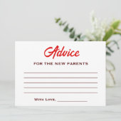 女の子さくらんぼ上ベビシャワーレッドコケットボウ アドバイスカード (スタンド正面)