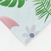 女の子たちがかわいいピンクのトロピカルフラミンゴ柄の子どもたち フリースブランケット (角)