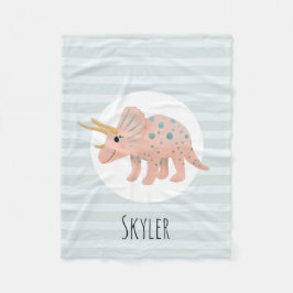 女の子たちがかわいいモダンピンクのトリケラトップス恐竜の子どもたち フリースブランケット