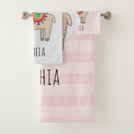 女の子たちがかわいいレインボーラマの漫画で子どもの名前を挙げる バスタオルセット