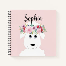 女の子たちがかわいい子羊の水彩花と名前 ノートブック
