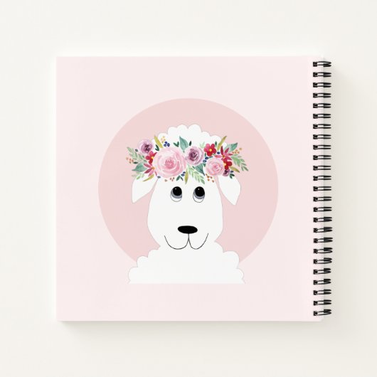 女の子たちがかわいい子羊の水彩花と名前 ノートブック (裏面)