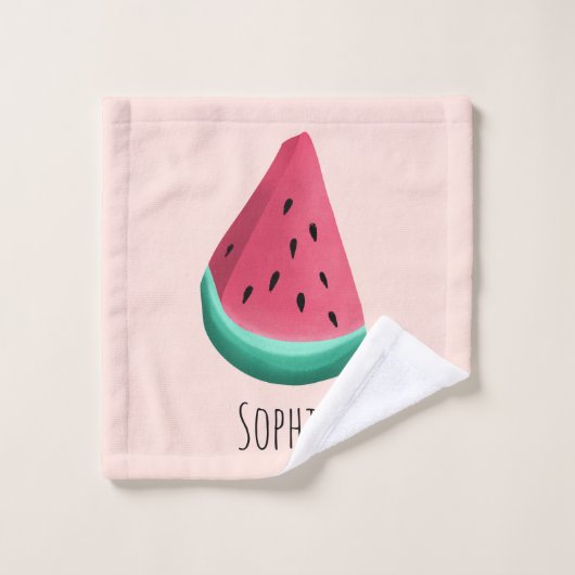 女の子たちがかわいい熱帯夏の果物の柄の子どもたち バスタオルセット (ウォッシュタオル)
