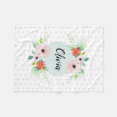 女の子たちがかわいエレガントい水彩の花と子どもたちの名前 フリースブランケット (正面(横))