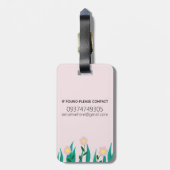 女の子たちがカワイイカワイカワイカワイカワイターの花と子どもの名前 ラゲッジタグ (裏面縦)