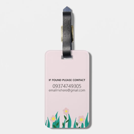 女の子たちがカワイイカワイカワイカワイカワイターの花と子どもの名前 ラゲッジタグ (裏面縦)