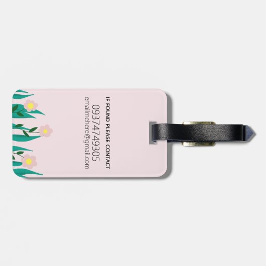 女の子たちがカワイイカワイカワイカワイカワイターの花と子どもの名前 ラゲッジタグ (裏面横)