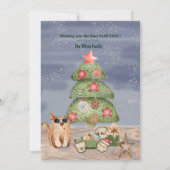 女の子たちがクリスマスツリーを飾っている シーズンカード (裏面)