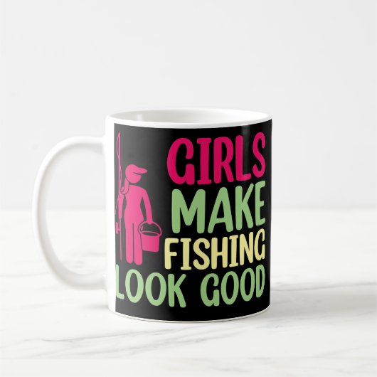 女の子たちが魚釣りを立派な魚釣り娘に コーヒーマグカップ (左)