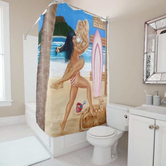 女の子たちのキャットファイトをする シャワーカーテン (インサイチュ)