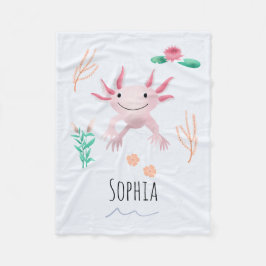 女の子たちカワイイお洒落ト&ハッピーピンクアクソロトルキッズ フリースブランケット