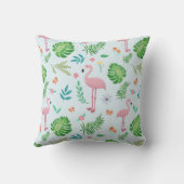 女の子たちカワイイピンクのトロピカルフラミンゴ&フラワーズキッズ クッション (裏面)