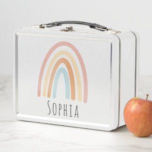 女の子たちカワイイピンク・ボホレインボーキッパーソナライズされたズ メタルランチボックス