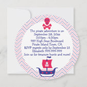 女の子たち,何歳の誕生日パーティーを海賊に 招待状 (裏面)