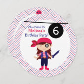 女の子たち,何歳の誕生日パーティーを海賊に 招待状 (正面/裏面)