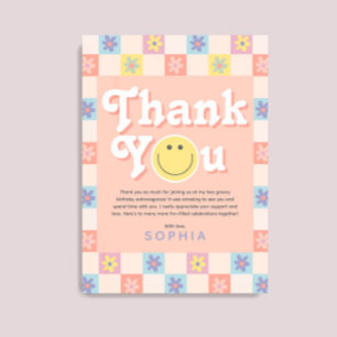 女の子たちGroovy Boho 2nd誕生日 サンキューカード