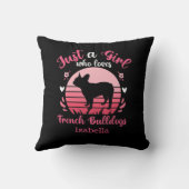 女の子だけがブルドッグを愛しフランスのている クッション (裏面)