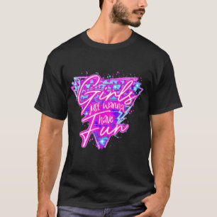 女の子だけのおもしろいネオンレトロ80の男性Womeを望む Tシャツ