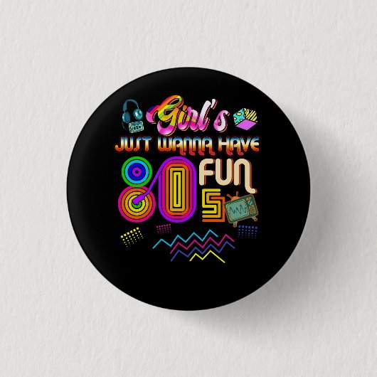 女の子だけのおもしろいノスタルジア1980sスローバック 缶バッジ (正面)