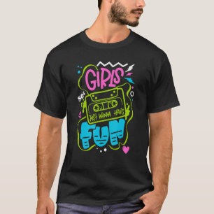 女の子だけのおもしろいノスタルジア1980s tシャツ