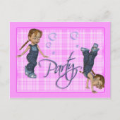 女の子だけのおもしろい、パーティー招待状 インビテーションポストカード (正面)