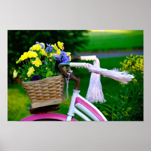 女の子だけのおもしろい、ピンクの女の子の自転車 ポスター (正面)