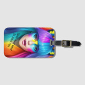 女の子だけ持ちたいおもしろいカラフルレインボー顔 ラゲッジタグ (正面横)