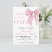 女の子だってワンピンクボウコケットバースデー 招待状 (スタンド正面)