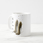 女の子だって楽しく踊りたい ゴールド ブラック ハイ ヒール コーヒーマグカップ (正面左)