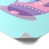 女の子だって飛べる!かわいいパイロット女の子の飛行機 ポスター (角)