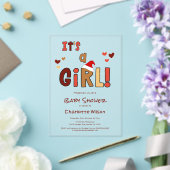 女の子だよ!クリスマスサンタ帽 ベビーシャワー アクリル招待状 (インサイチュ (ウェディング))