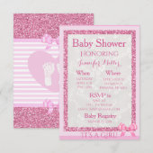 「女の子だよ」 愛らしいピンクのベビーシャワー招待状 招待状 (正面/裏面)