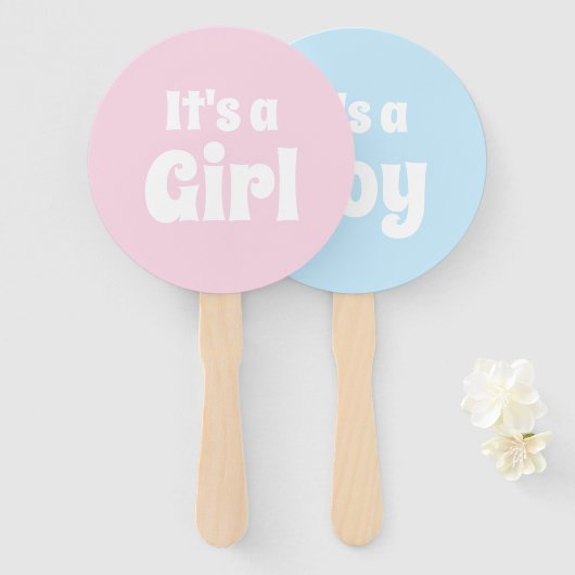 女の子だ男の子のシャワーのジェンダーの暴露だ ハンドファン (正面&裏面)