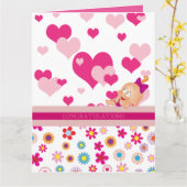 女の子だ:おめでとう!- カード (黄色い花)