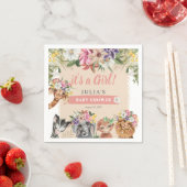 女の子だ!かわいいサファリ動物の赤ちゃんシャワー スタンダードカクテルナプキン (インサイチュ)