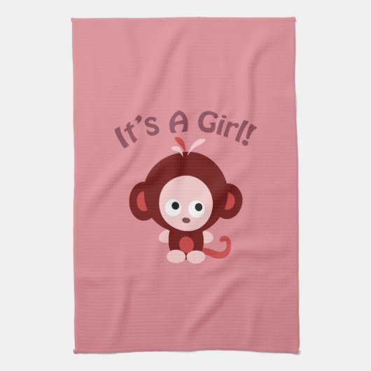 女の子だ!かわいいサル キッチンタオル (縦)