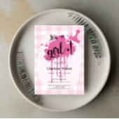 女の子だ！かわいいパステルピンクジンジャムベビーシャワー 招待状