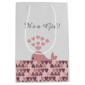 女の子だ!かわいいピンクのクジラ ミディアムペーパーバッグ (正面)