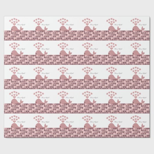 女の子だ！かわいいピンクのクジラ ラッピングペーパー (シーム)