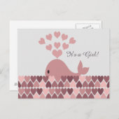 女の子だ！かわいいピンクのクジラ 案内ポストカード (正面/裏面)