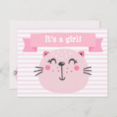 女の子だ! |かわいいピンクの猫 案内ポストカード (正面/裏面)