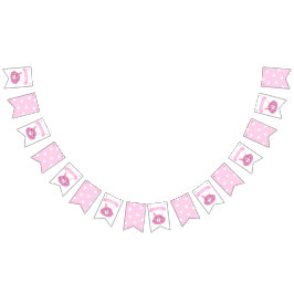 女の子だ！ |かわいいピンクバニー子供の誕生日 バンティングフラッグ