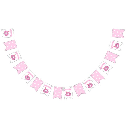 女の子だ！ |かわいいピンクバニー子供の誕生日 バンティングフラッグ (全)