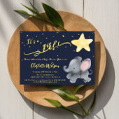 女の子だ!かわいいベビーゾウ赤ちゃんシャワー 招待状