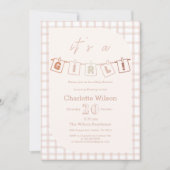 女の子だ!かわいいボホカラーベビーシャワー 招待状 (正面)