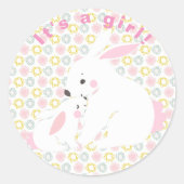 女の子だ!かわいい母とベビーバニーのシール ラウンドシール (正面)